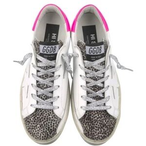 Golden Goose Women's White and Pink Leopard Sneakers